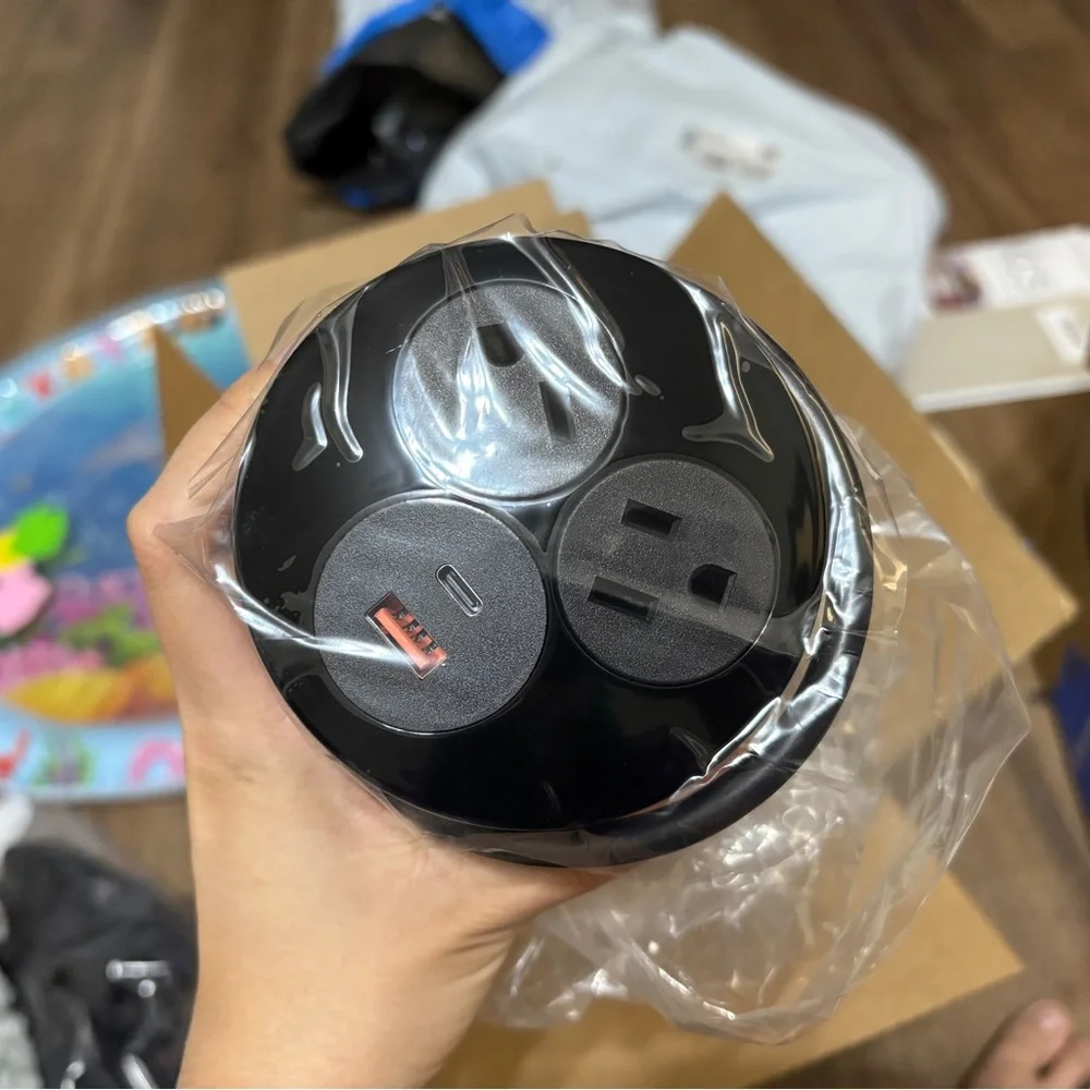 Round Black Power Grommet with USB-C Port